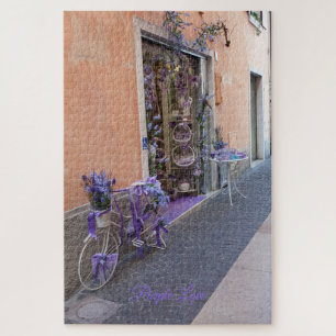 Purple Bicycle Souvenir Shop Custom Text Difficult Jigsaw Puzzle