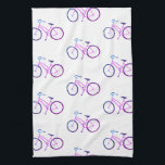 Purple bicycles bikes pattern kitchen towel<br><div class="desc">Decorate your kitchen with this cool purple bicycle dish towel. Makes a great housewarming or wedding gift! 
You can customise it and add text too.
Check my shop for lots more colours and patterns!</div>