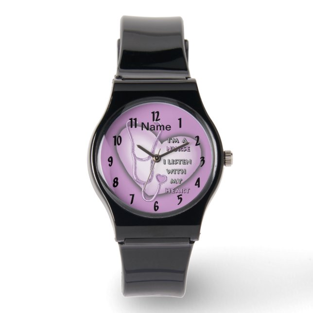 Purple big heart nurse  watch (Front)