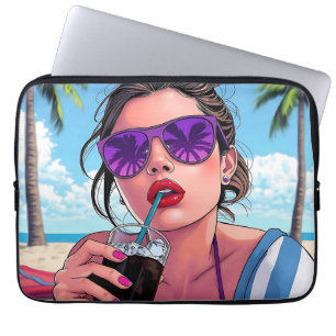 Purple Bikini, Sunglasses and Bandanna Woman  Laptop Sleeve