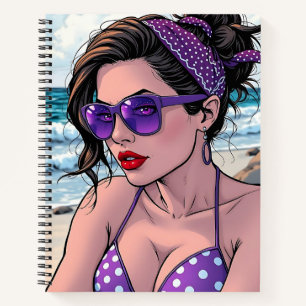 Purple Bikini, Sunglasses and Bandanna Woman Notebook