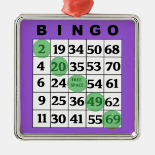 Purple BINGO Card   BINGO Lover's Gift Christmas  Metal Tree Decoration