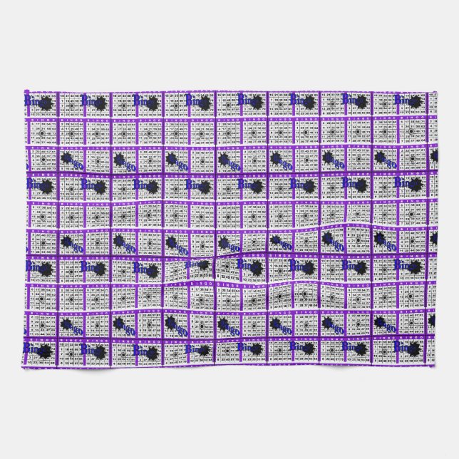 Purple Bingo Card Tea Towel (Horizontal)