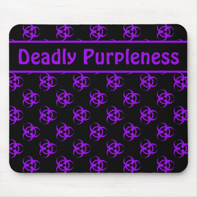 Purple Biohazard Mousepad w/ Custom Text (Front)