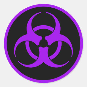 Purple Biohazard Symbol Classic Round Sticker