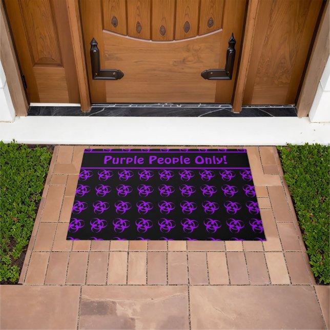 Purple Biohazard Symbol Doormat w/ Text (Outdoor)
