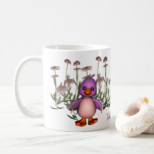Purple Bird And Daisies Cute Personalised Coffee Mug