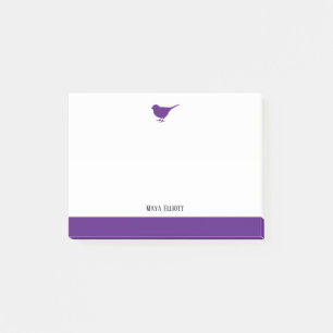Purple Bird & Border on White w/ Name Post-it Notes