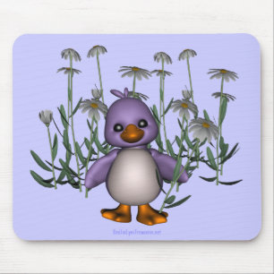 Purple Bird Daisy Flowers Cute Mousepad