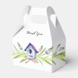 Purple Birdhouse Lavender Stems Baby Shower Favour Box