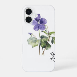 Purple Birth flower Phone Case with Custom Name