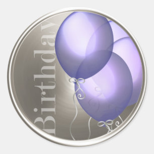 Purple Birthday Balloons Silver Envelope Seal
