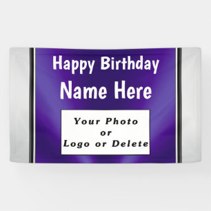 Purple Birthday Banner with Your Photo and Name