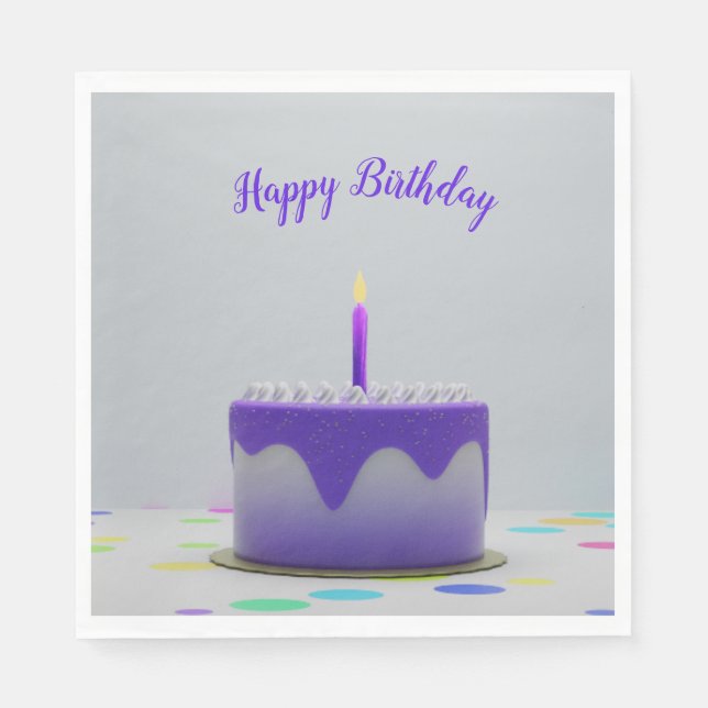 Purple Birthday Cake Napkin (Front)
