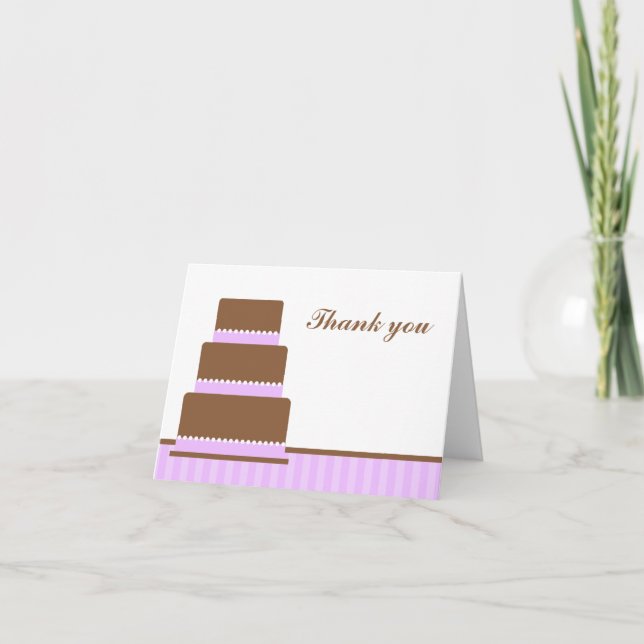 Purple Birthday Cake Thank You Notes (Front)