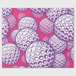 Purple Birthday Golf Party Wrapping Paper