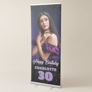 Purple Birthday Party Celebration Photo Welcome  Retractable Banner