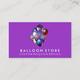 Purple Birthday Party Decoration Glitter Balloons Business Card