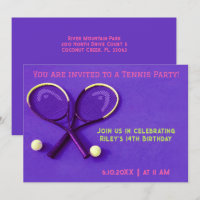 Purple Birthday Party Rackets and Balls Tennis