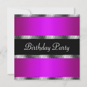 Purple  Birthday Party Silver Invitation