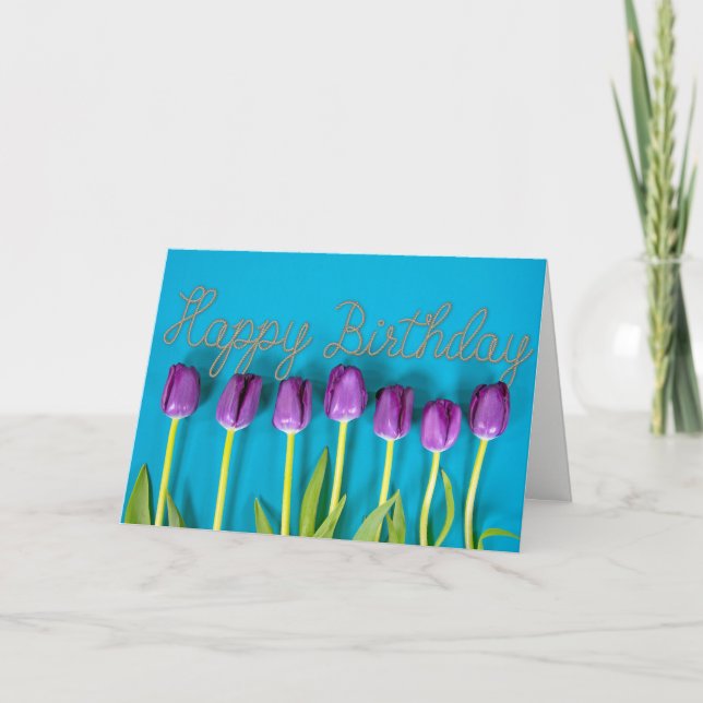 purple birthday tulips card (Front)