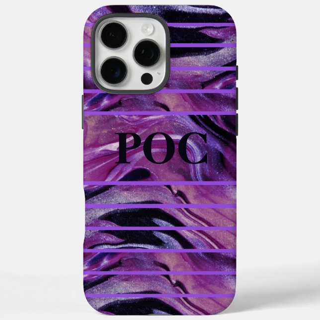 Purple Black Abstract Monogram Case-Mate iPhone Case (Back)