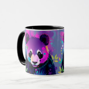 Purple Black Abstract Panda Mug