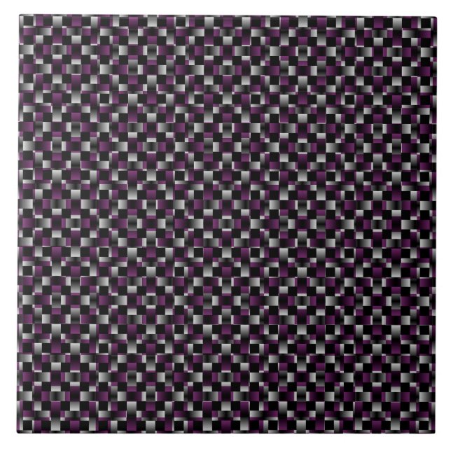 Purple Black Abstract Pattern Tile (Front)