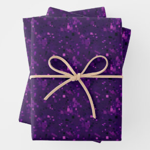 Purple / Black Abstract Squares & Rectangles Wrapping Paper Sheet