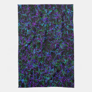 Purple, Black and Blue Abstract Tea Towel