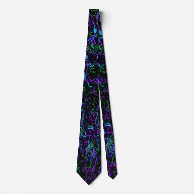Purple, Black and Blue Abstract  Tie (Front)