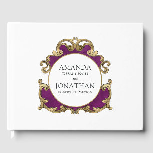 Purple, Black and Gold Floral Gothic Wedding Guest Book