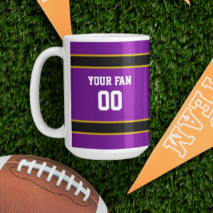 Purple, Black and Gold Football Team Personalised Coffee Mug