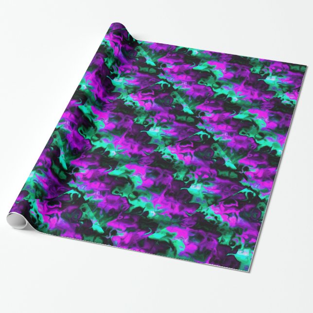 Purple Black and Green Abstract Pattern Paper (Unrolled)