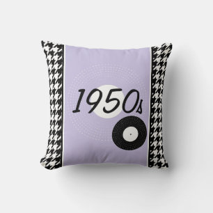 Purple, black and white 1950s theme Announcement Cushion