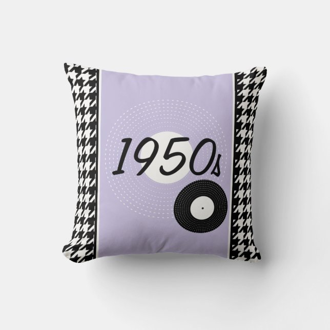 Purple, black and white 1950s theme Announcement Cushion (Front)