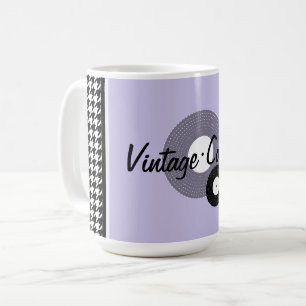 Purple, black and white 1950s theme coffee mug