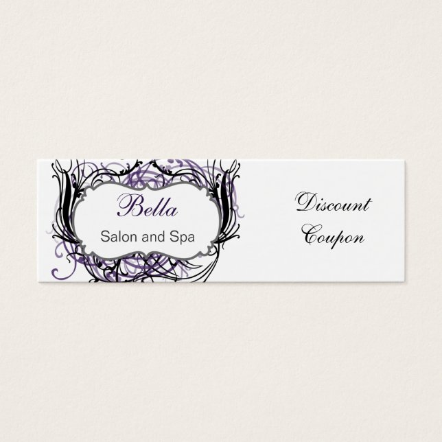 purple,black and white Chic discount coupon (Front)