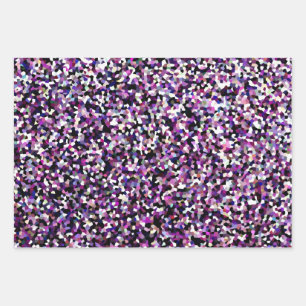 Purple Black and white confetti  Wrapping Paper Sheet