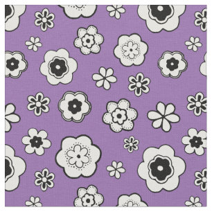 Purple, Black and White Floral Fabric
