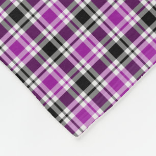 Purple, Black and White Plaid Fleece Blanket