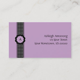 Purple Black and White Polka Dots Business Card