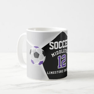 Purple, Black and White ⚽ Soccer Sport  Coffee Mug