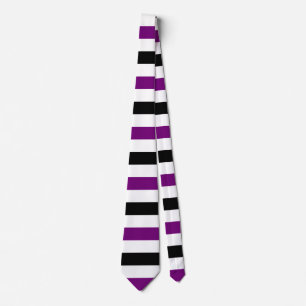 Purple Black and white stripes design Tie