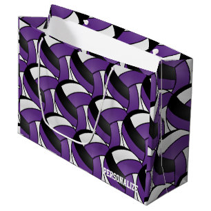 Purple, Black and, White Volleyball 2 Large Gift Bag