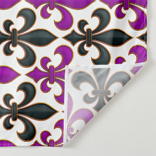 Purple Black Baroque Fleur-de-lis Pattern Design  Tapestry
