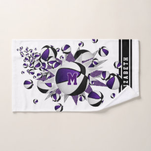 purple black basketballs stars girls monogrammed hand towel