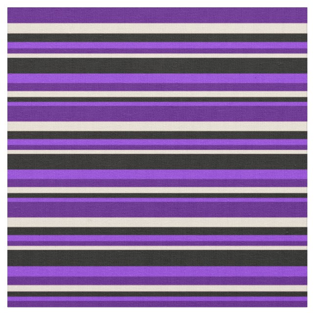 Purple, Black, Bisque, and Indigo Coloured Pattern Fabric (Close Up)