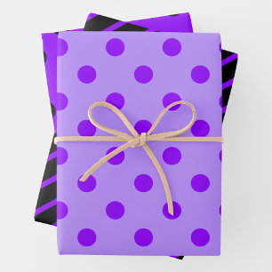 Purple & Black Black Wrapping Paper Sheet