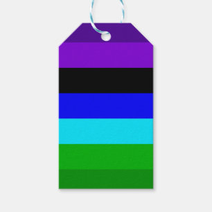 Purple, Black, Blue and Green Stripes Gift Tags